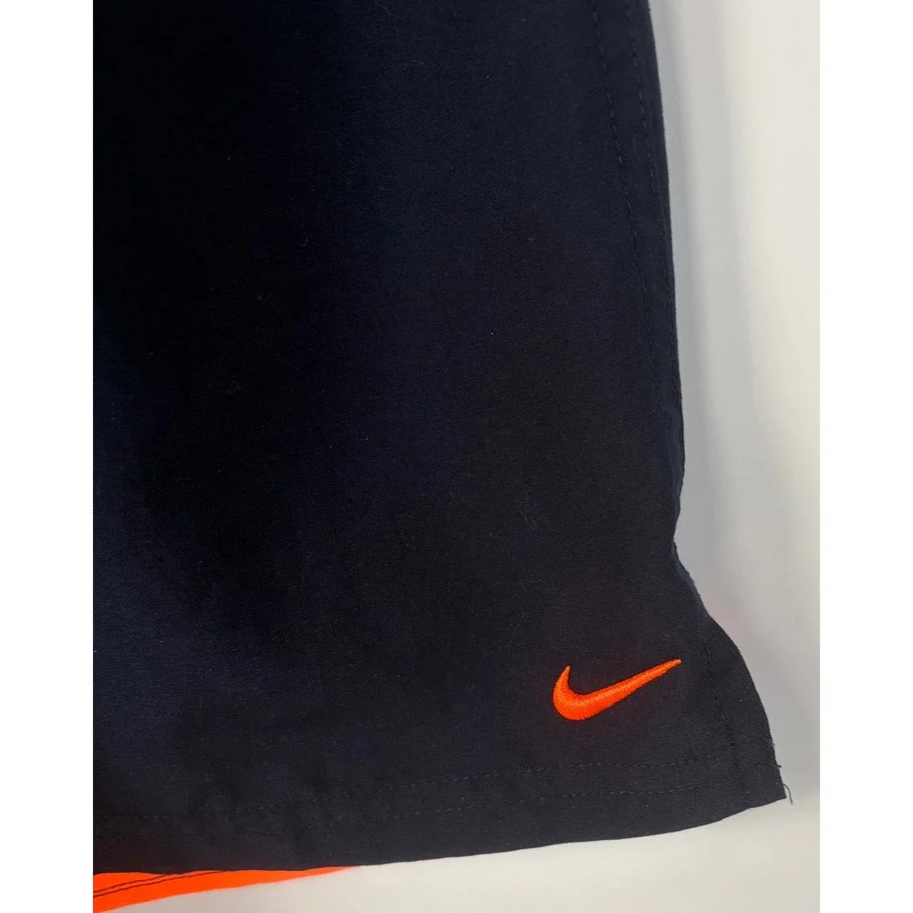Nike Mens Athletic Shorts Navy Blue Orange Grey Running Training Size L - Picture 3 of 9